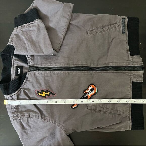 Hudson Boys Bomber Style Jacket Sz 7 Let’s Rock Punk Rocker Patches Rockstar - Picture 13 of 13